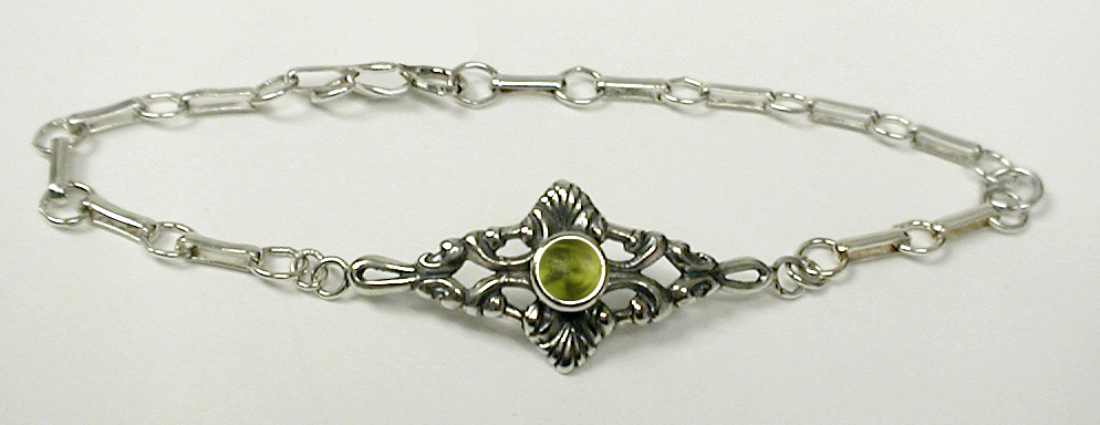 Sterling Silver Victorian Chain Bracelet with Peridot